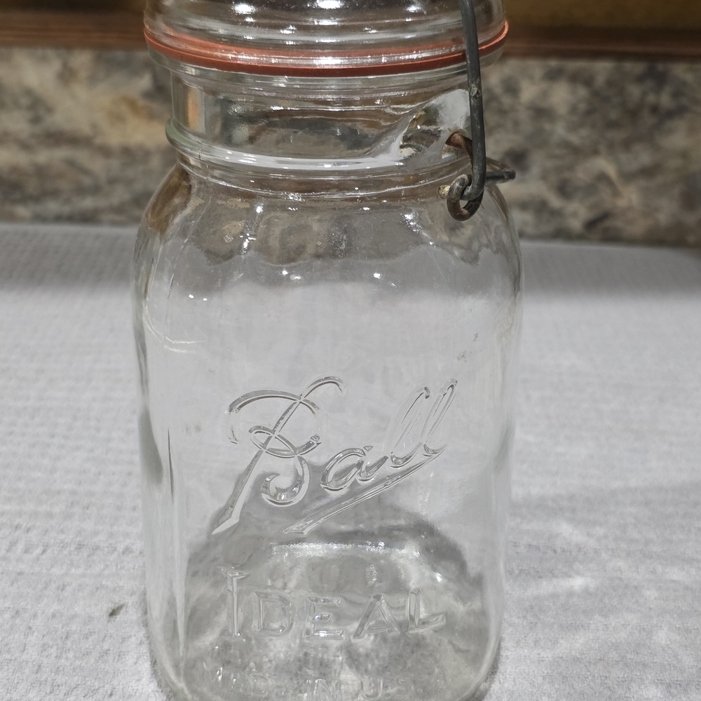 Clear Ball Glass Mason Jar with Orange Seal